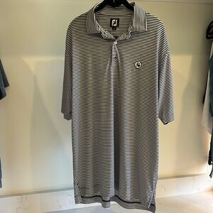 Men’s FJ black and white striped shirt. Size large